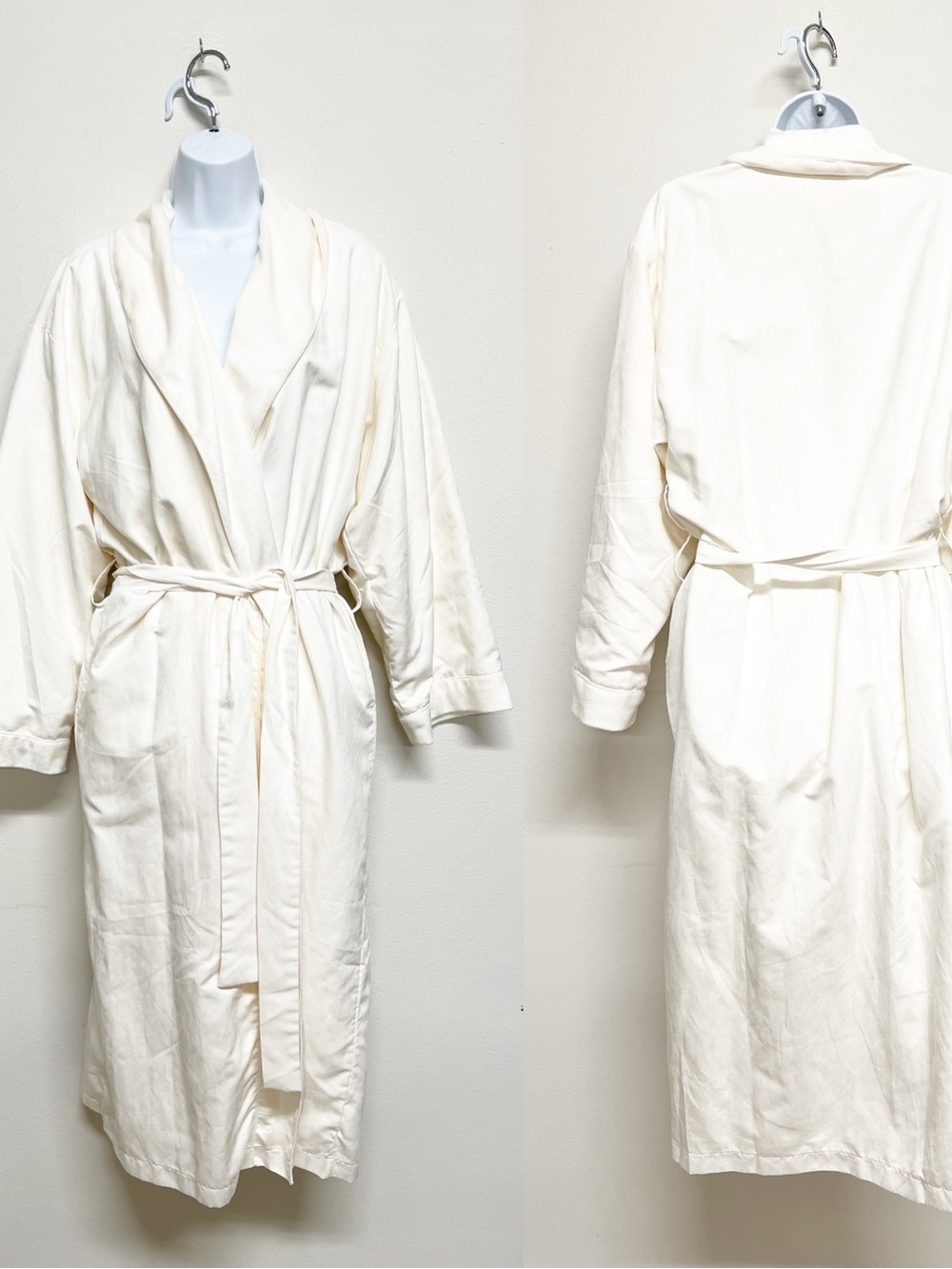 Pottery Barn Home Soft Cream Plush Belted Long Sleeve Lounge Robe Size M